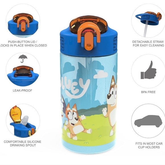 Colorful Blue and Orange Dog Design Cups Bottles Set 2 16oz - Picture 5 of 7